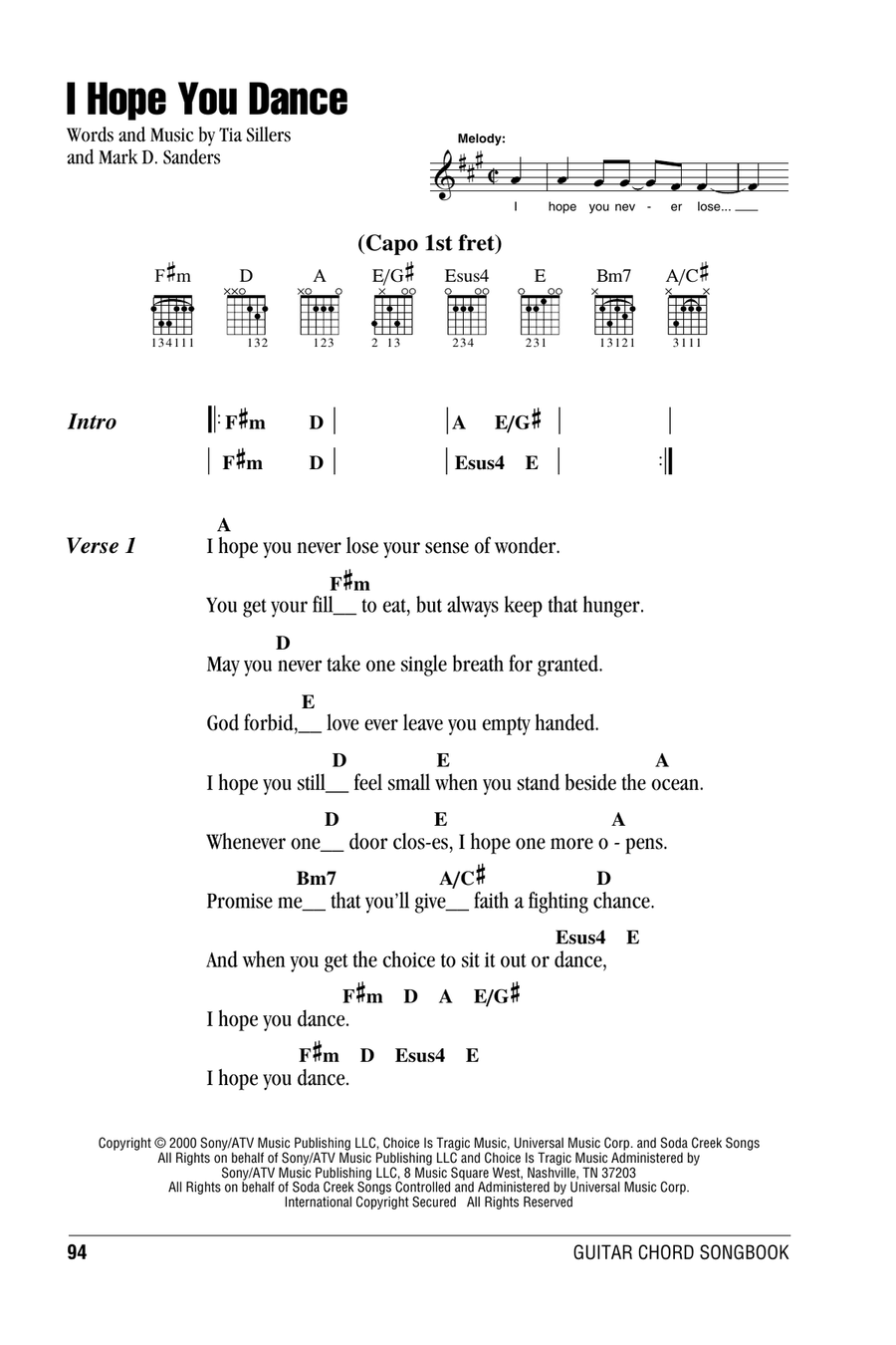I Hope You Dance I Hope You Dance Acoustic Guitar scores gallery preview page 1