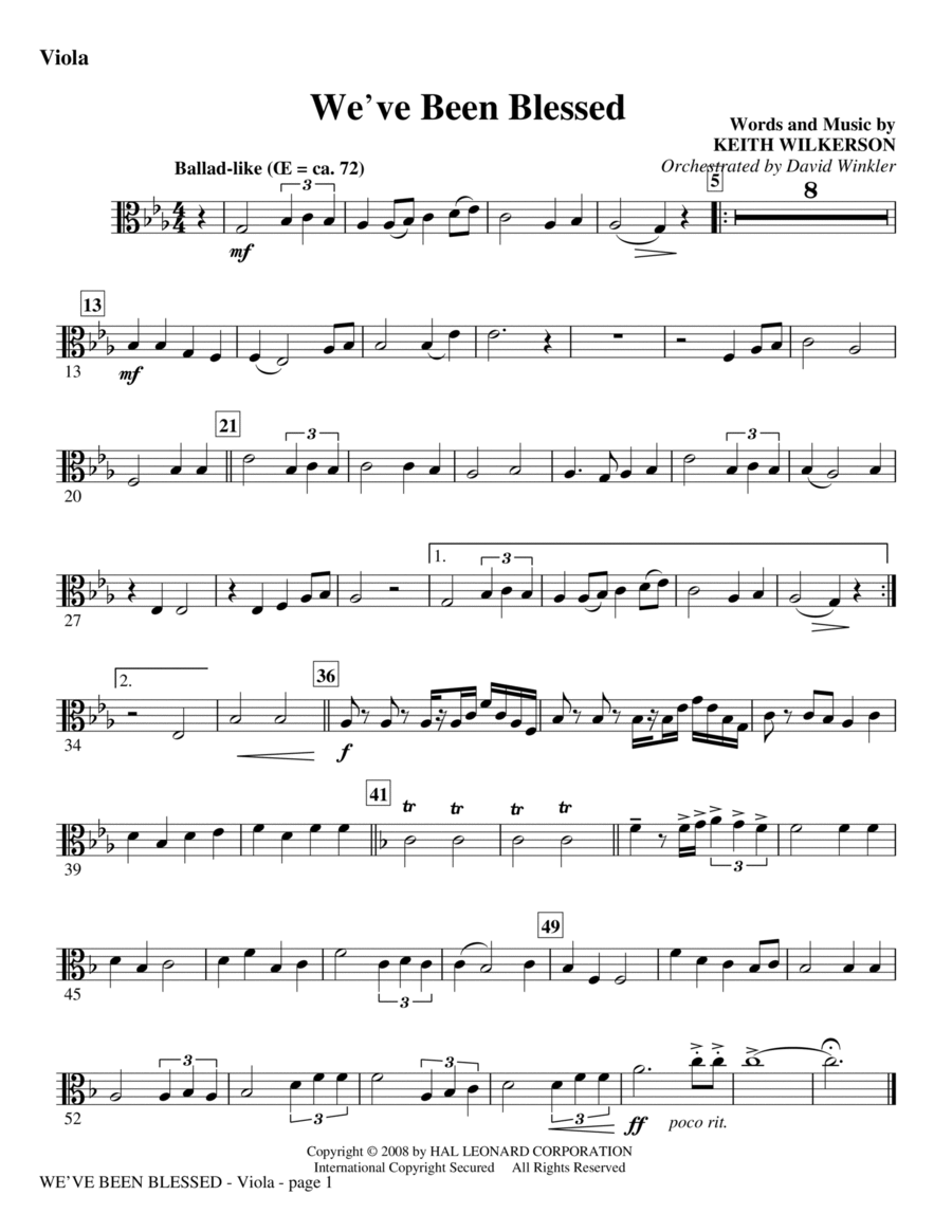We've Been Blessed - Viola Choir scores gallery preview page 1