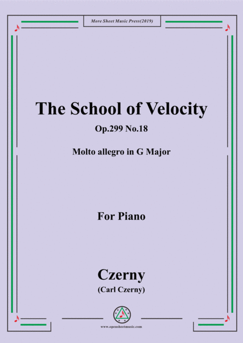 Czerny-The School of Velocity,Op.299 No.18,Molto allegro in G Major,for Piano image number null