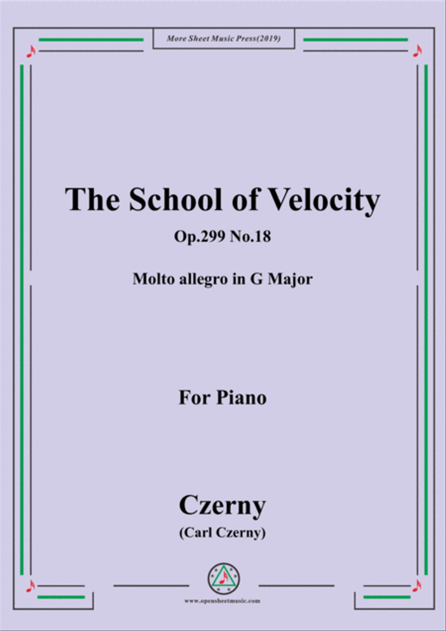 Czerny-The School of Velocity,Op.299 No.18,Molto allegro in G Major,for Piano Piano Solo scores gallery preview page 1