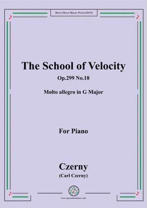 Book cover for Czerny-The School of Velocity,Op.299 No.18,Molto allegro in G Major,for Piano