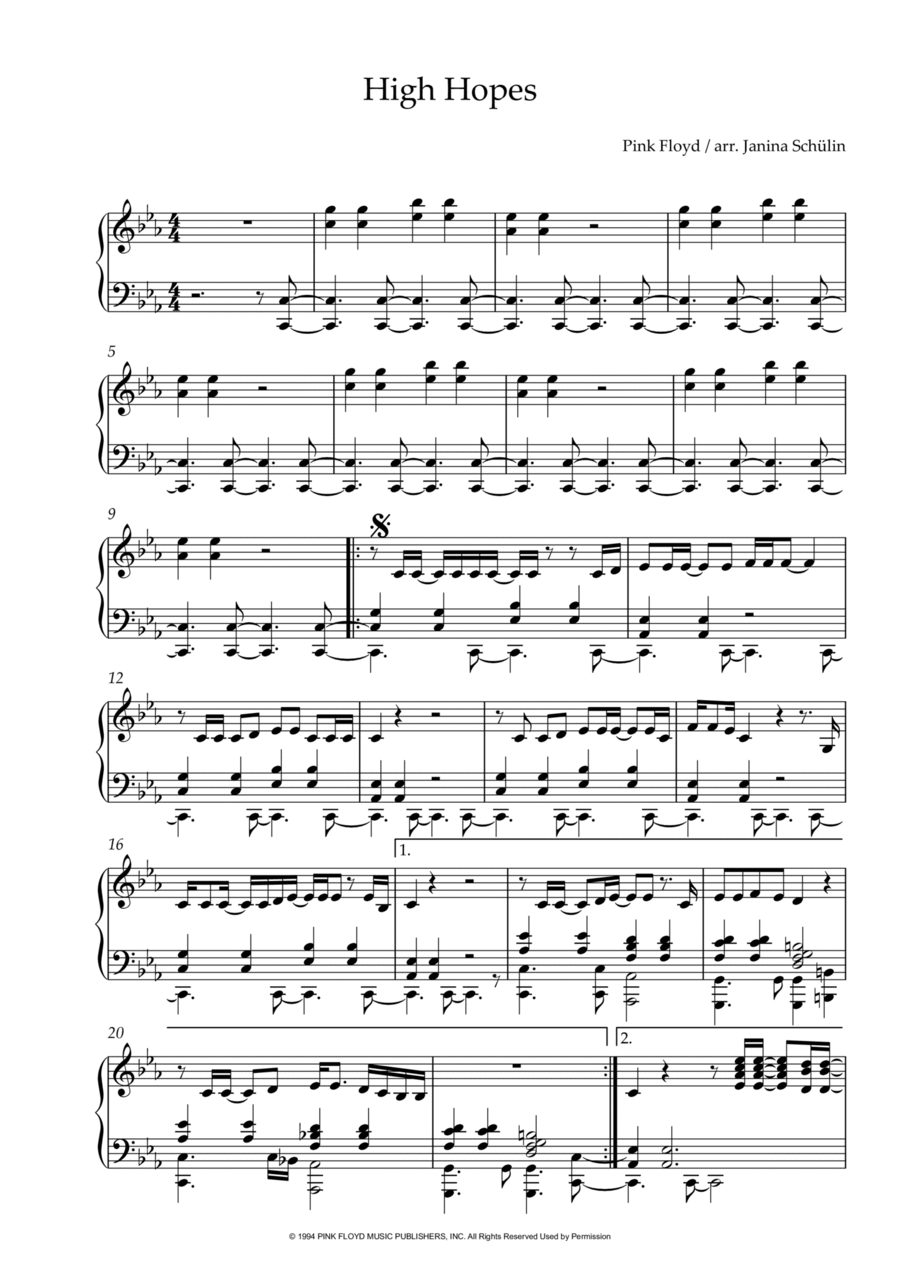 High Hopes Piano Solo scores gallery preview page 1