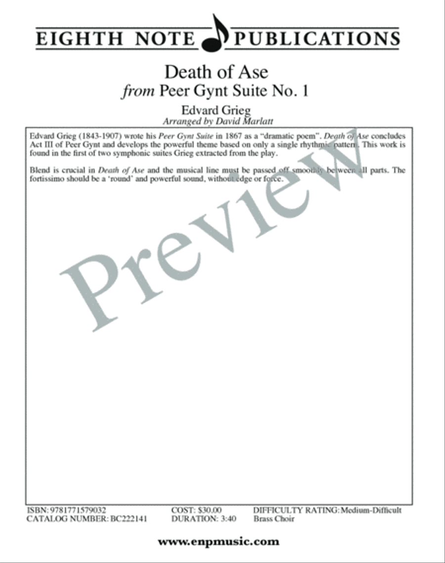 Death of Ase Death of Ase Small Ensemble scores gallery preview page 2