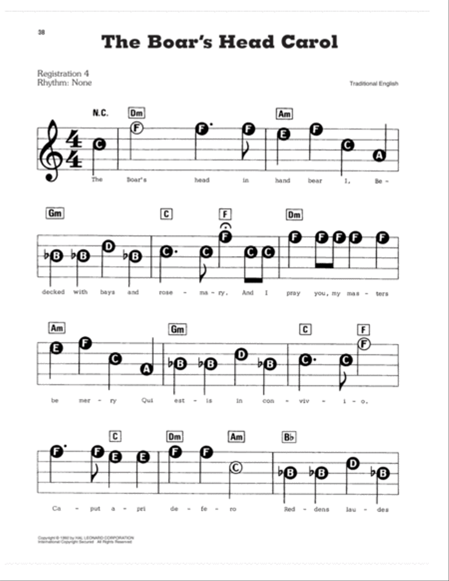 The Boar's Head Carol Electronic Keyboard scores gallery preview page 1