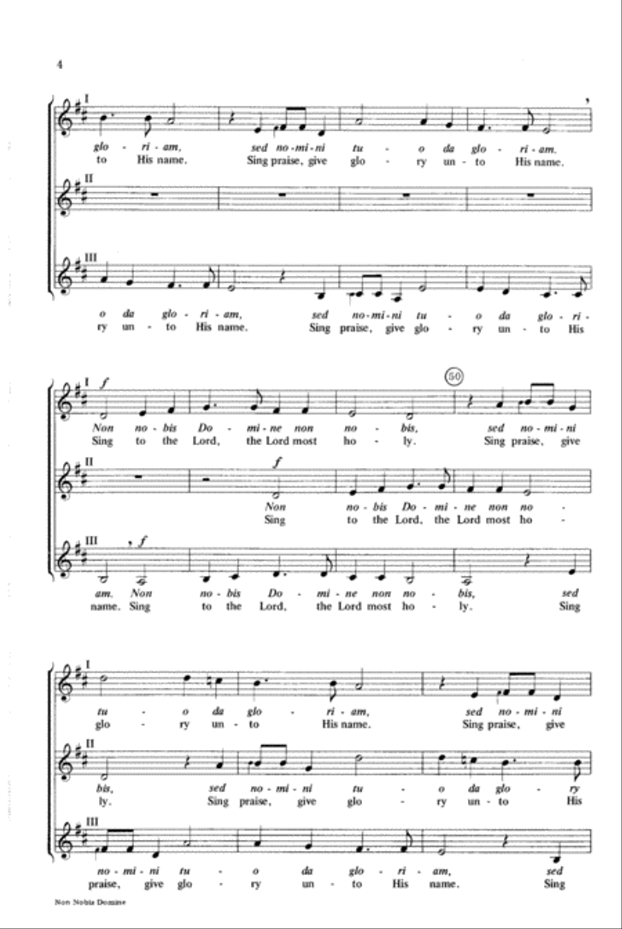 Non Nobis Domine 3-Part scores gallery preview page 4