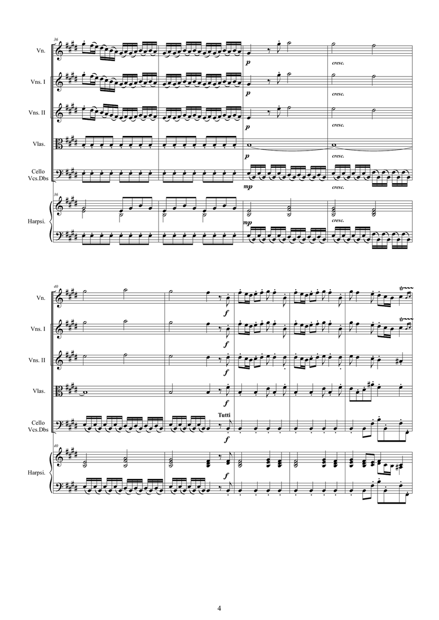 Vivaldi - Violin Concerto No.1 in E major RV 269 (Spring) Op.8 for Violin, Strings and Harpsichord Chamber Orchestra scores gallery preview page 4