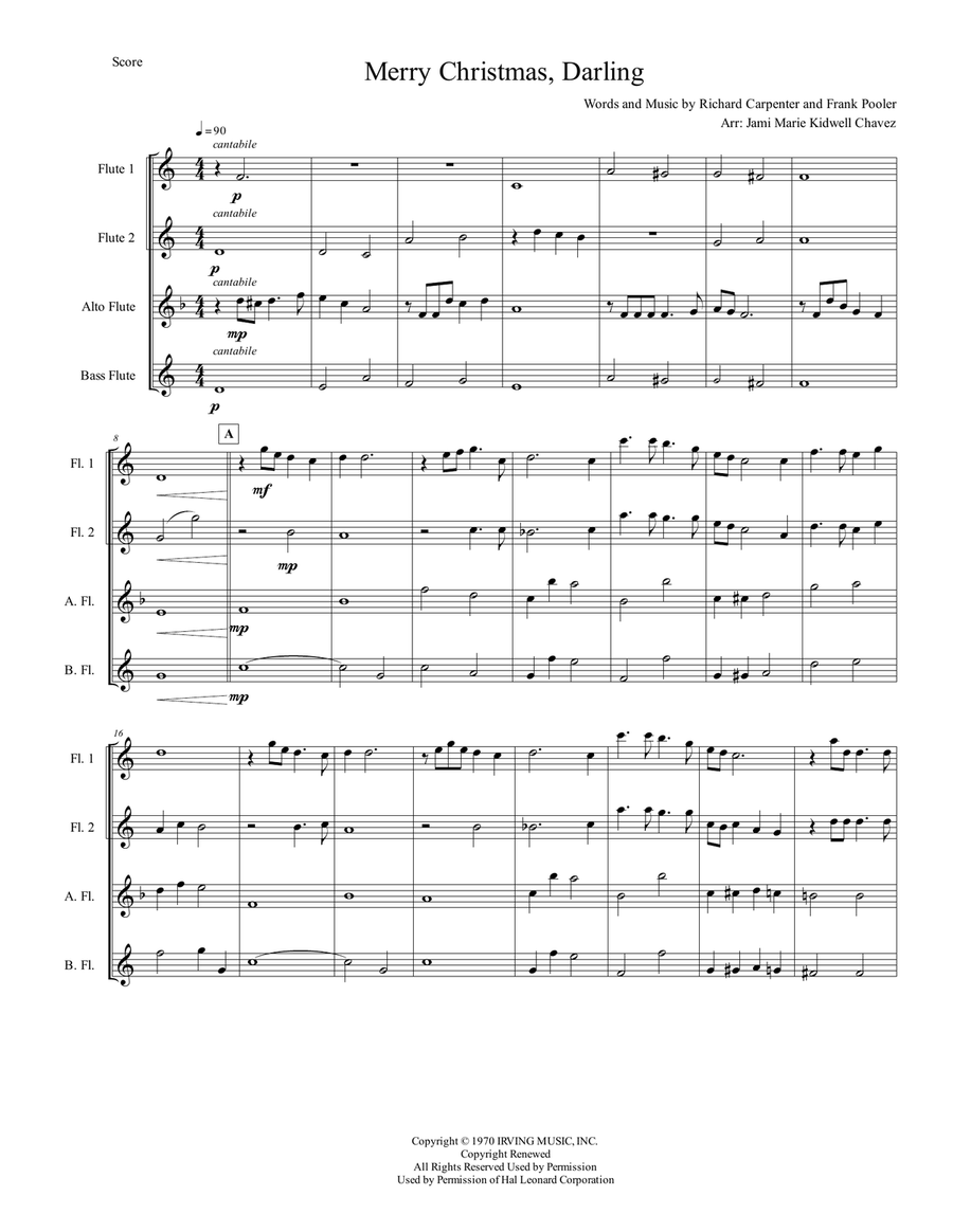 Merry Christmas, Darling Merry Christmas, Darling Flute Choir scores gallery preview page 3