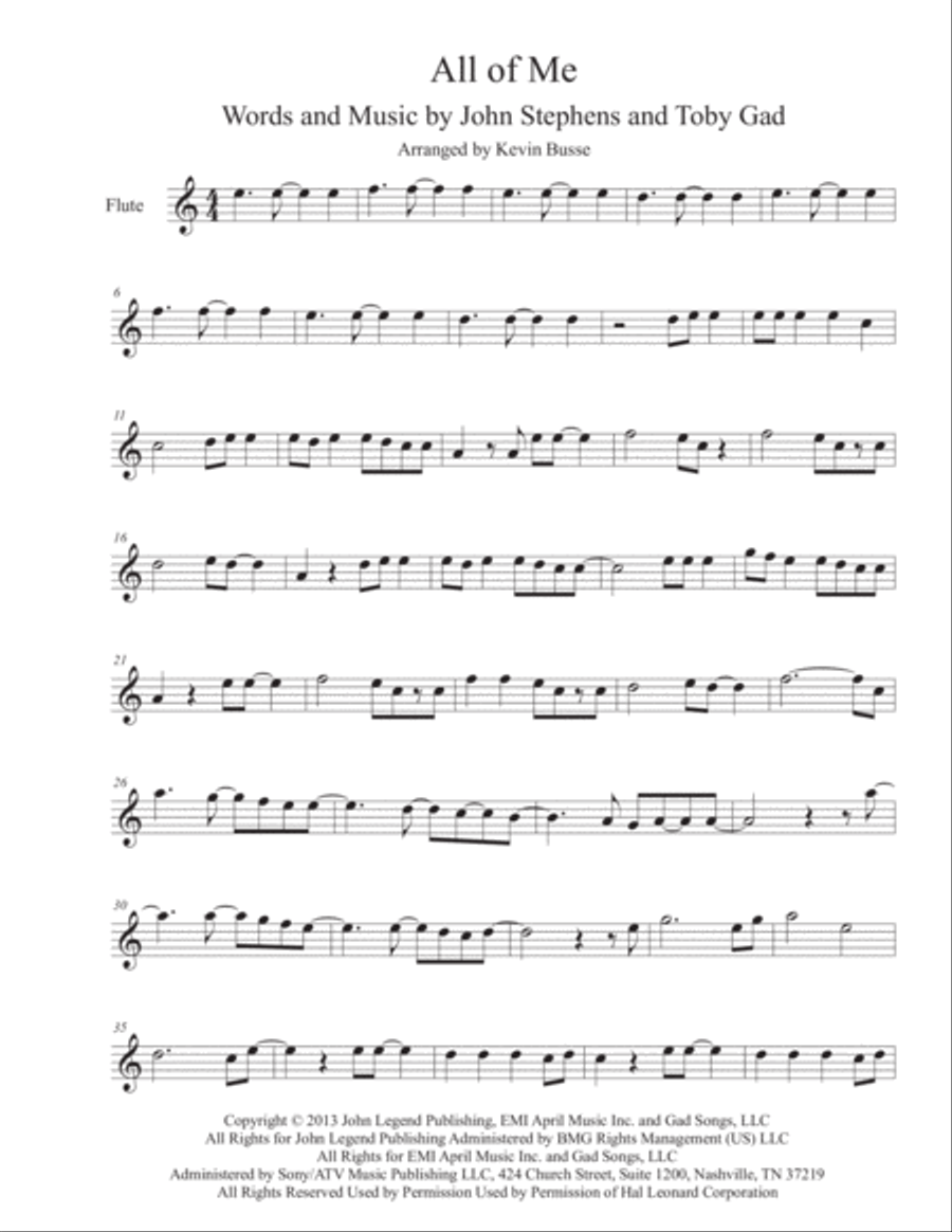 All Of Me Flute Solo scores gallery preview page 1