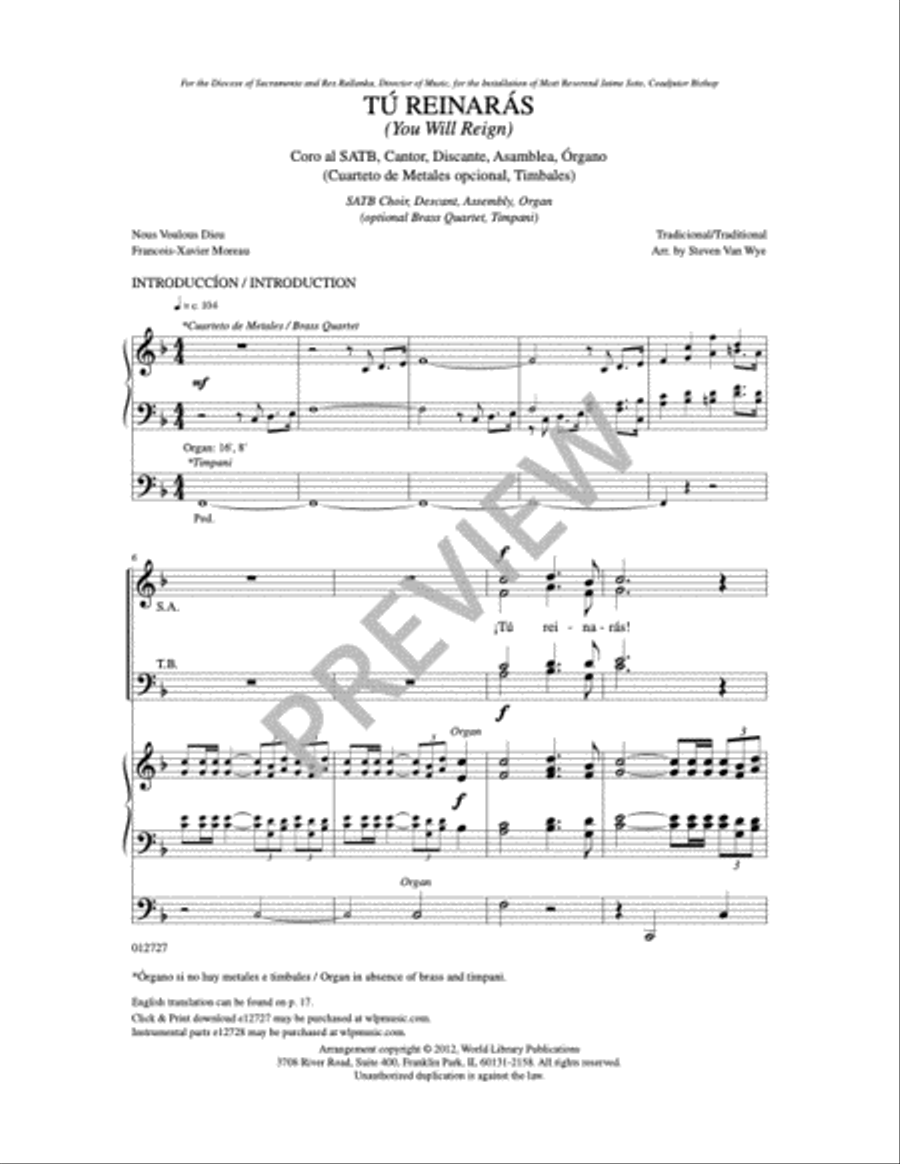 Tu Reinaras Tu Reinaras 4-Part scores gallery preview page 3