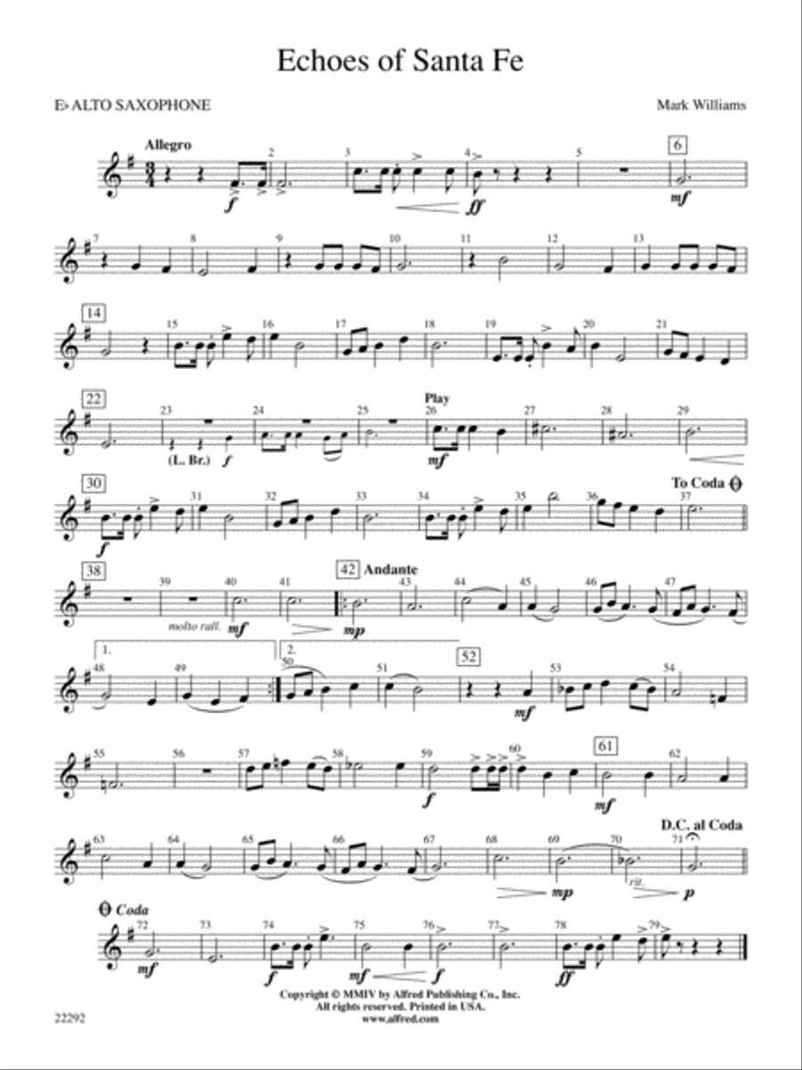 Echoes of Santa Fe: E-flat Alto Saxophone Concert Band scores gallery preview page 1