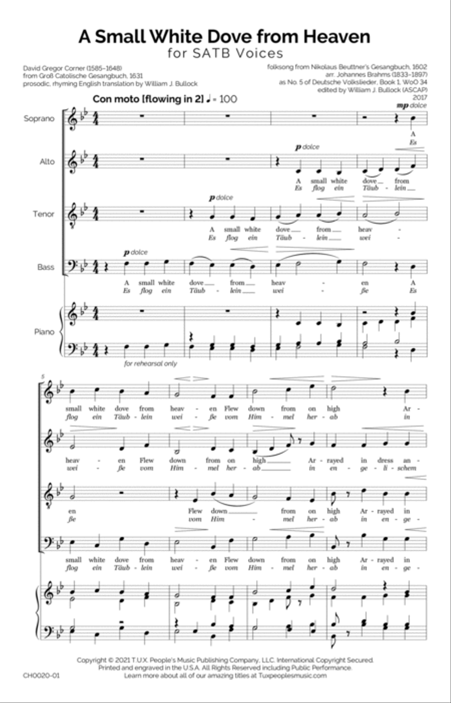 A Small White Dove from Heaven (Es flog ein Täublein weiße) 4-Part scores gallery preview page 3