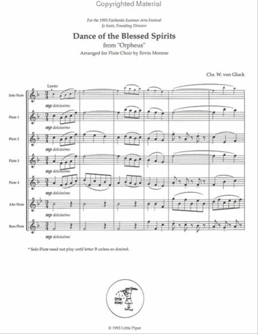 Minuet and Dance of the Blessed Spirits Flute Choir scores gallery preview page 2
