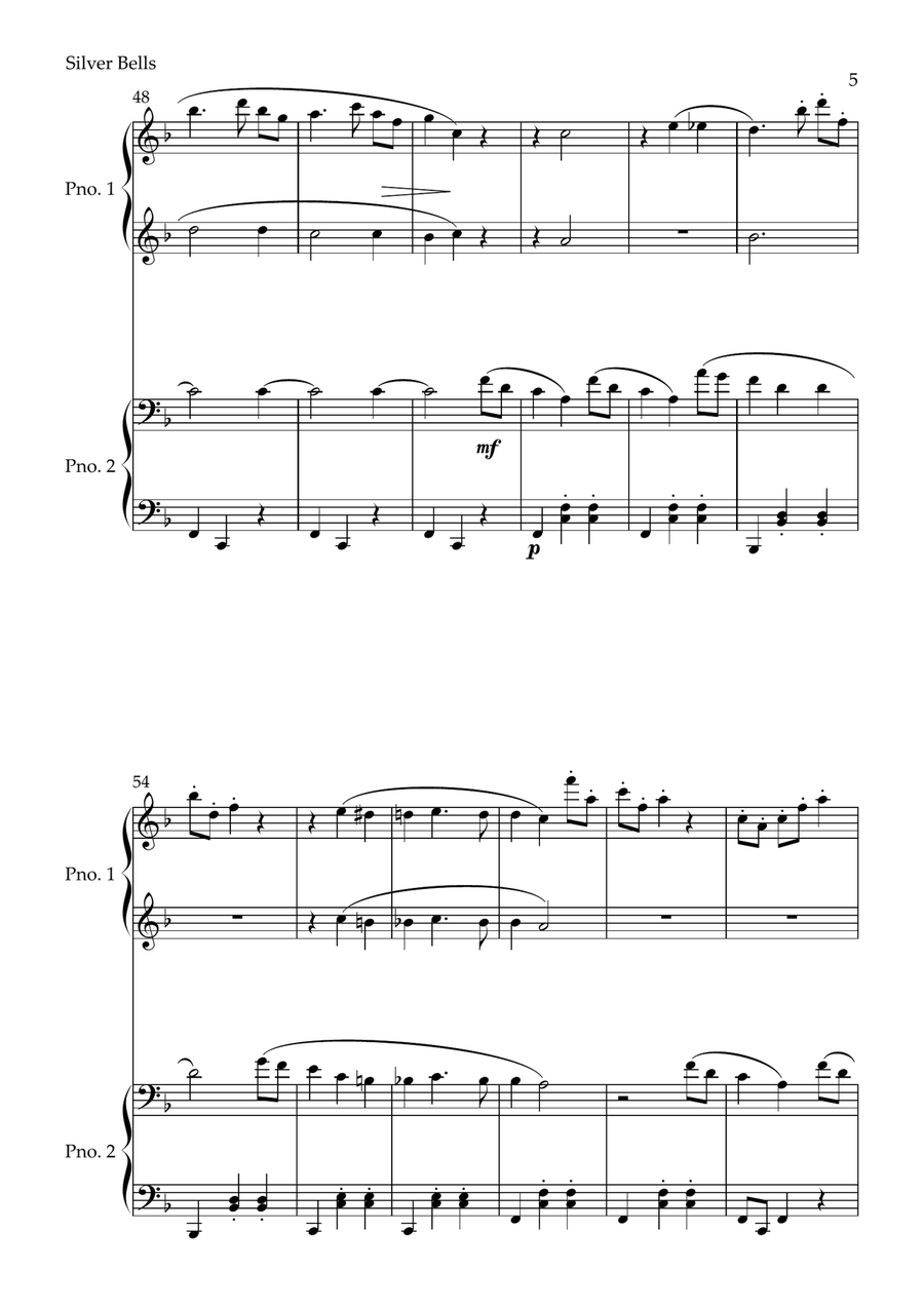 Silver Bells 1 Piano, 4-Hands scores gallery preview page 5