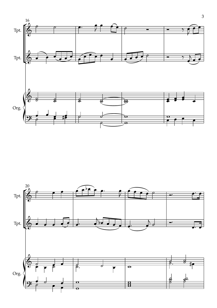Christ The Lord Is Risen Today (Lyra Davidica), for Trumpet Duet and Organ Trumpet Duet scores gallery preview page 3