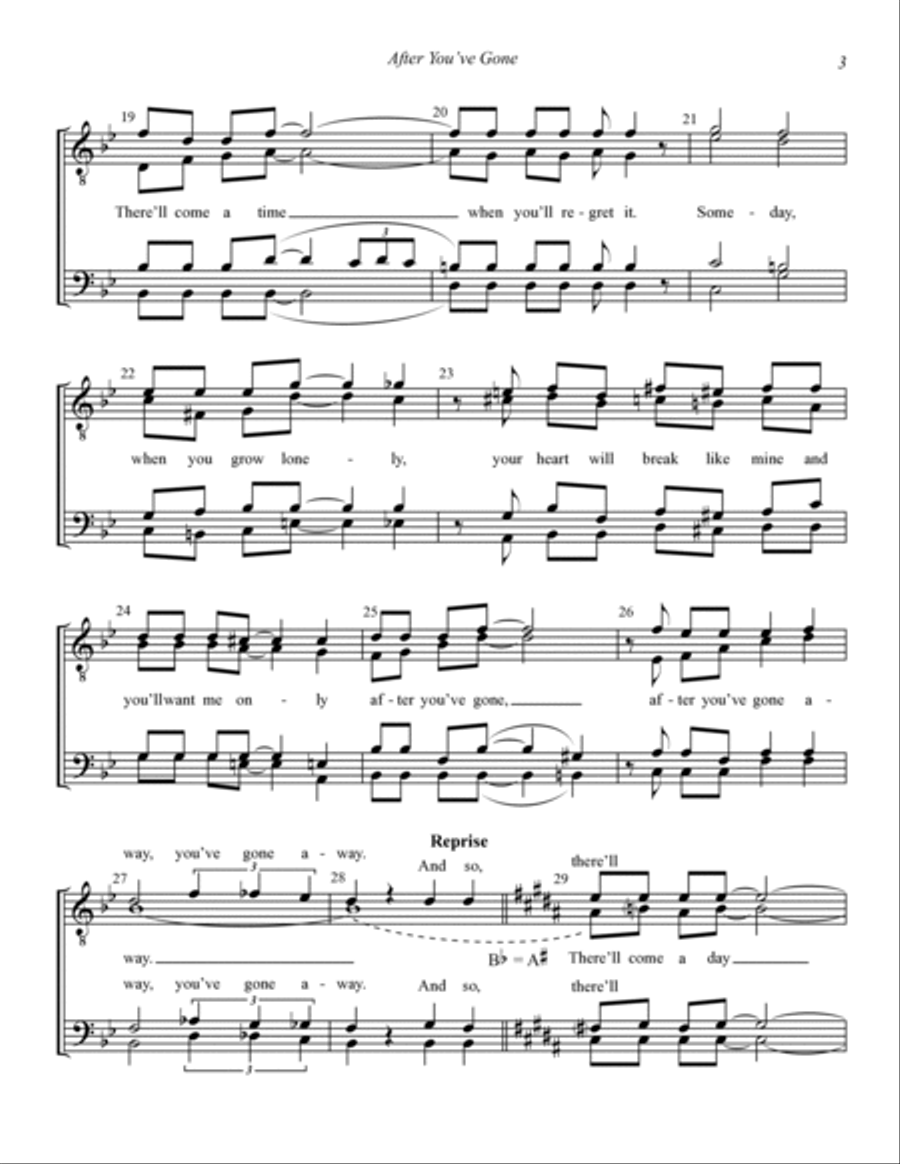 After You've Gone (arr. Don Gray) TTBB scores gallery preview page 3