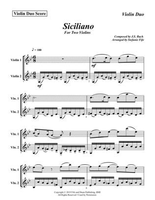 Bach Siciliano for Two Violins