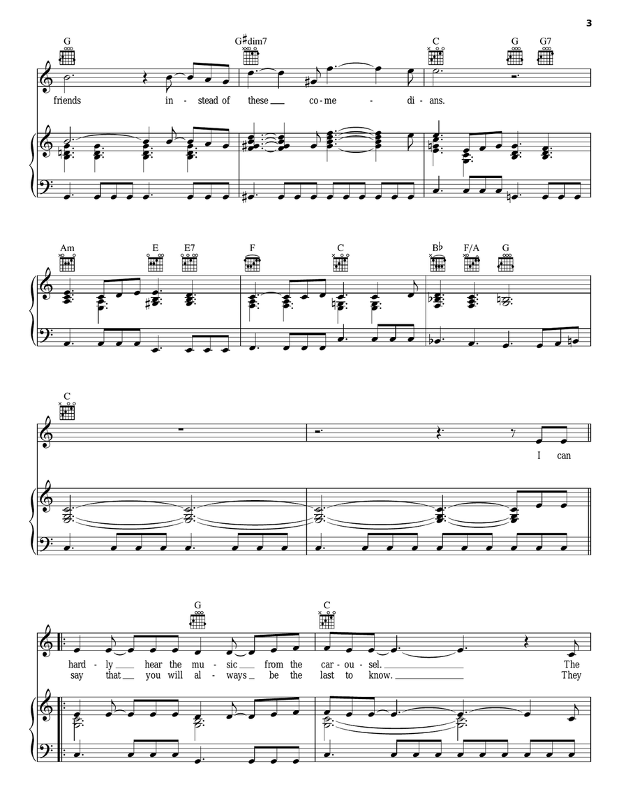 The Comedians The Comedians Piano, Vocal, Guitar scores gallery preview page 3