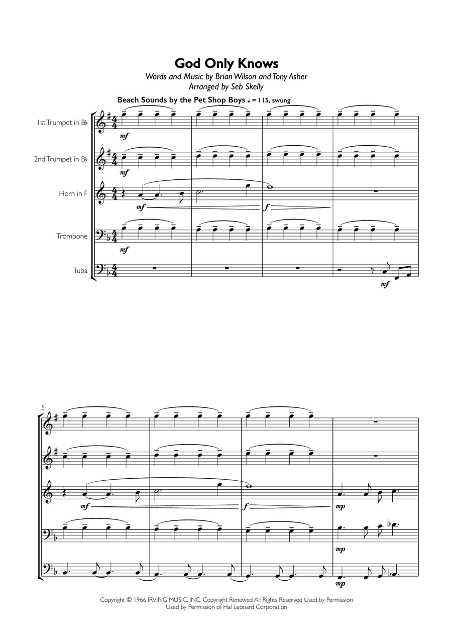 God Only Knows God Only Knows Brass Ensemble scores gallery preview page 1