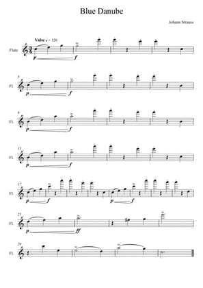 Johann Strauss - Blue Danube (Flute Solo) Easy Version