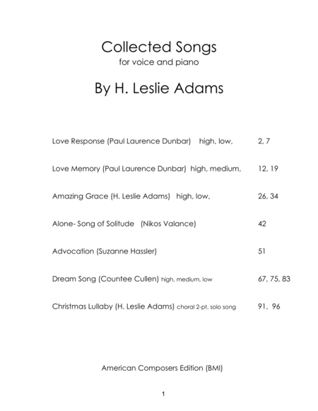 [Adams] Collected Songs