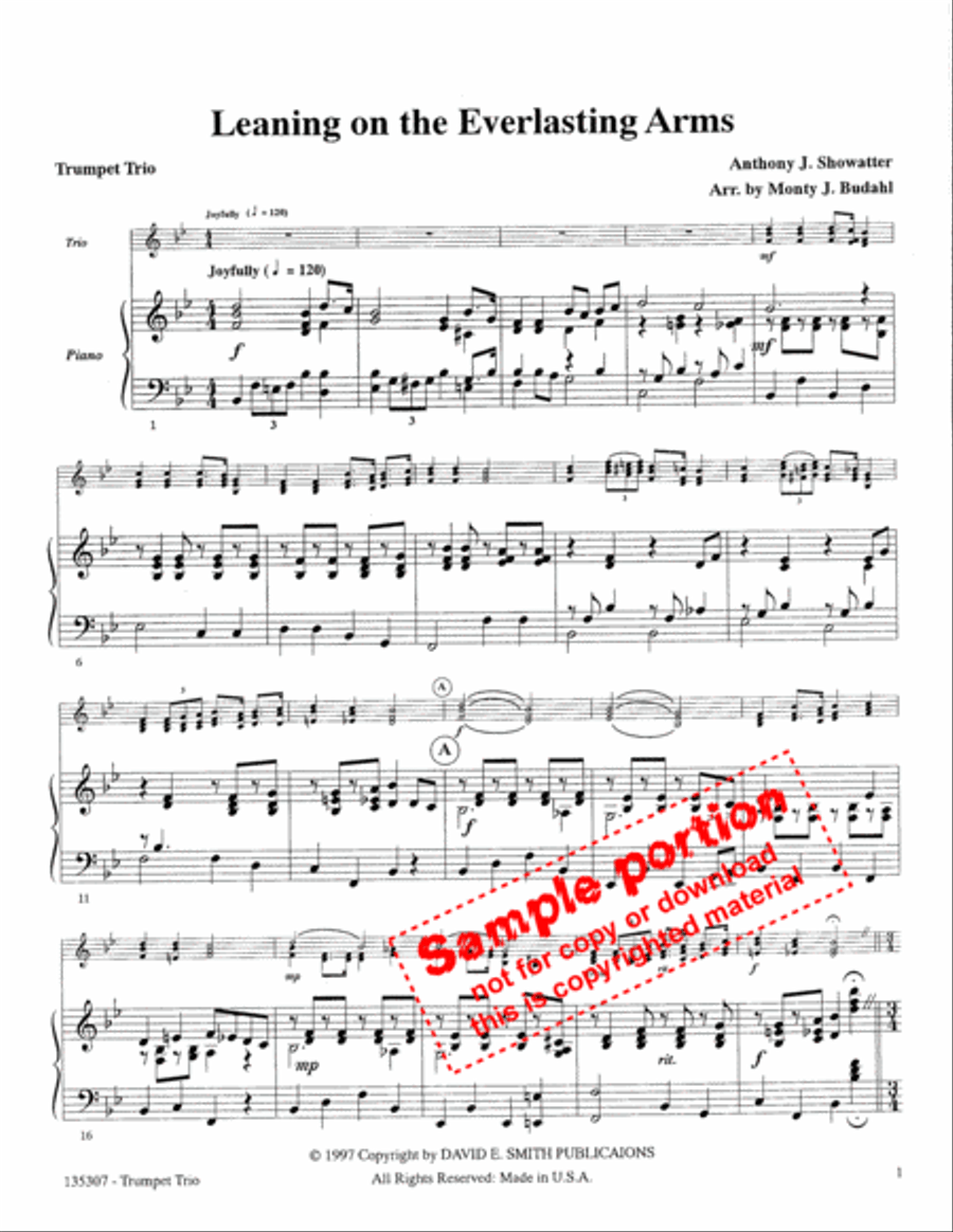 Leaning On The Everlasting Arms Brass Trio scores gallery preview page 2