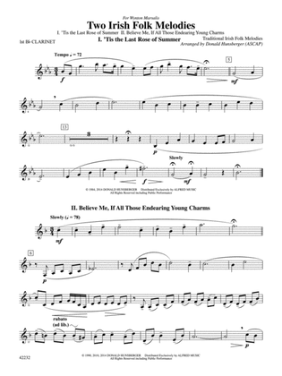 Two Irish Folk Melodies: 1st B-flat Clarinet