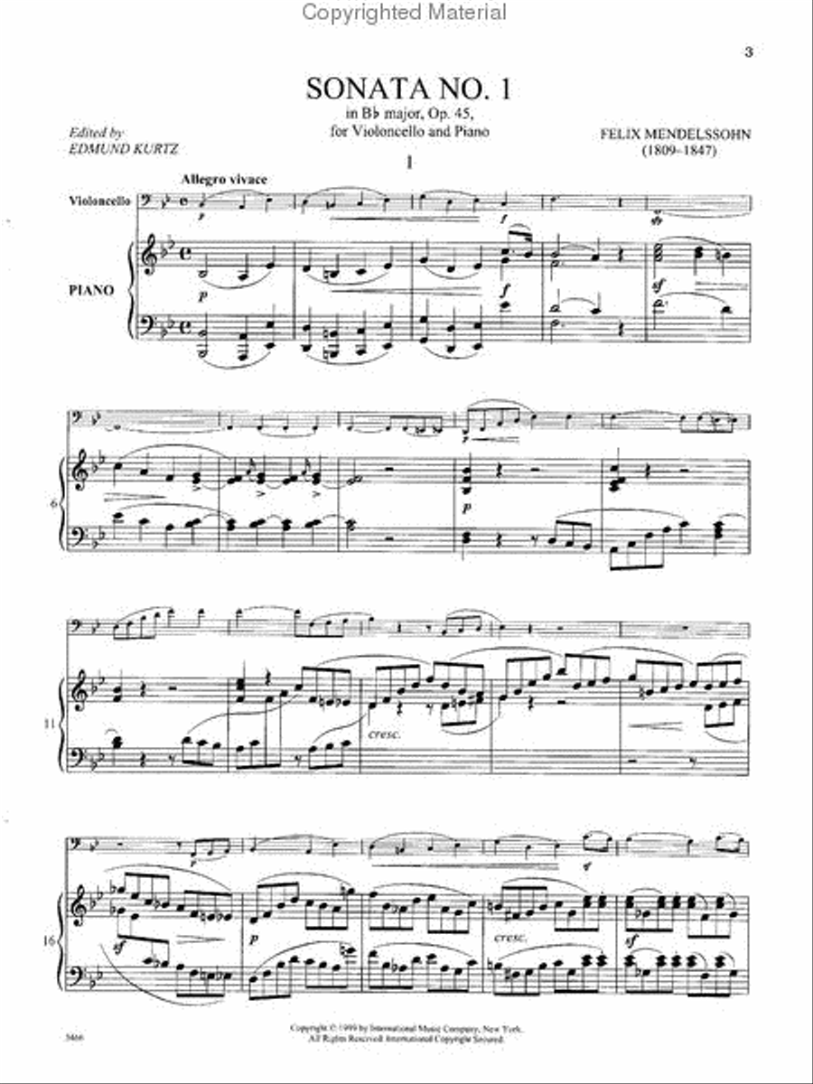 Sonata No. 1 In B Flat, Opus 45 Piano Accompaniment scores gallery preview page 2
