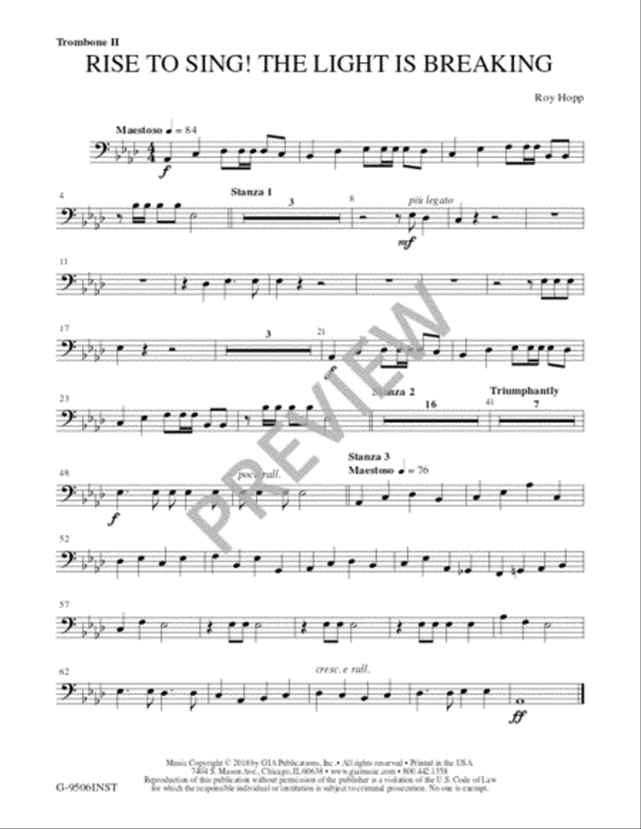 Rise to Sing! The Light is Breaking - Instrument edition Trombone scores gallery preview page 7