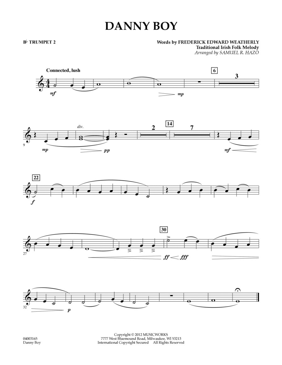 Danny Boy - Bb Trumpet 2 Concert Band scores gallery preview page 1
