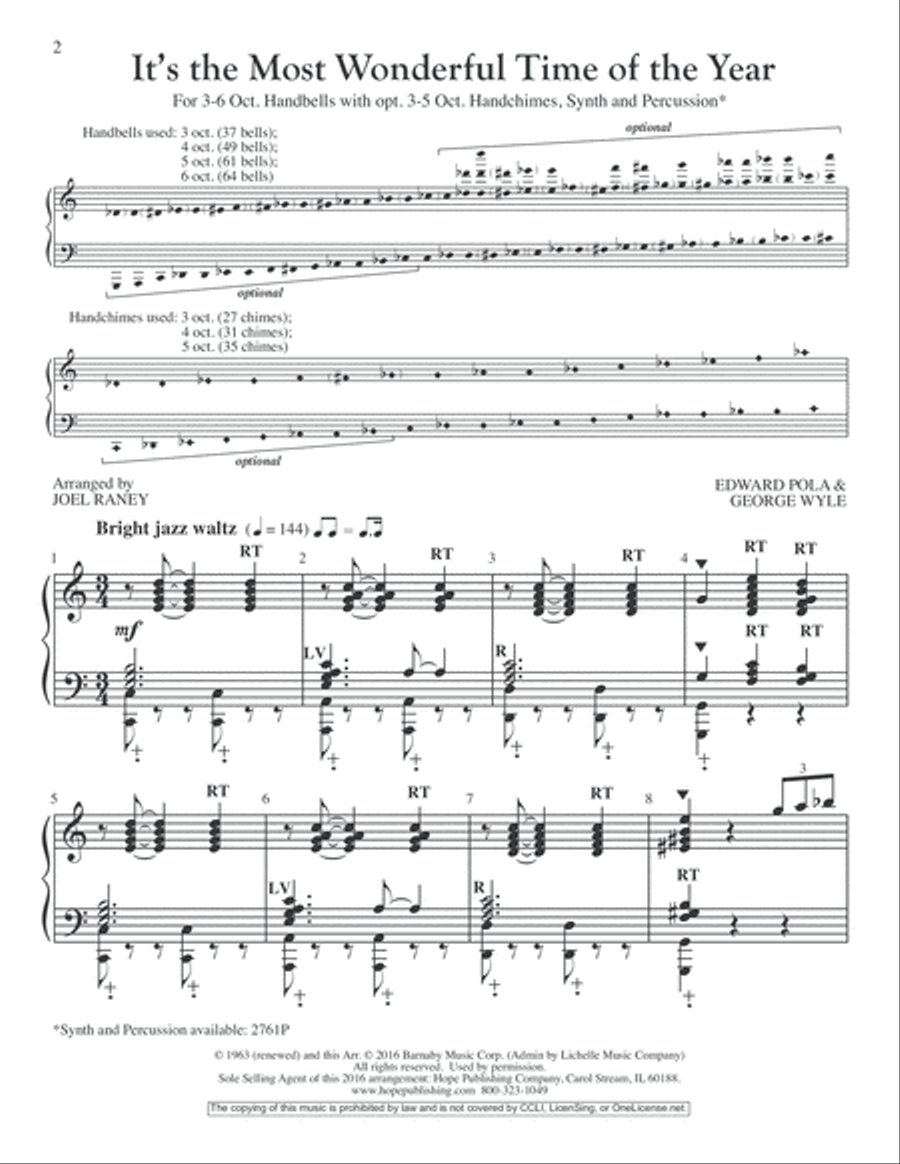 It's the Most Wonderful Time of the Year Handbell Choir scores gallery preview page 2