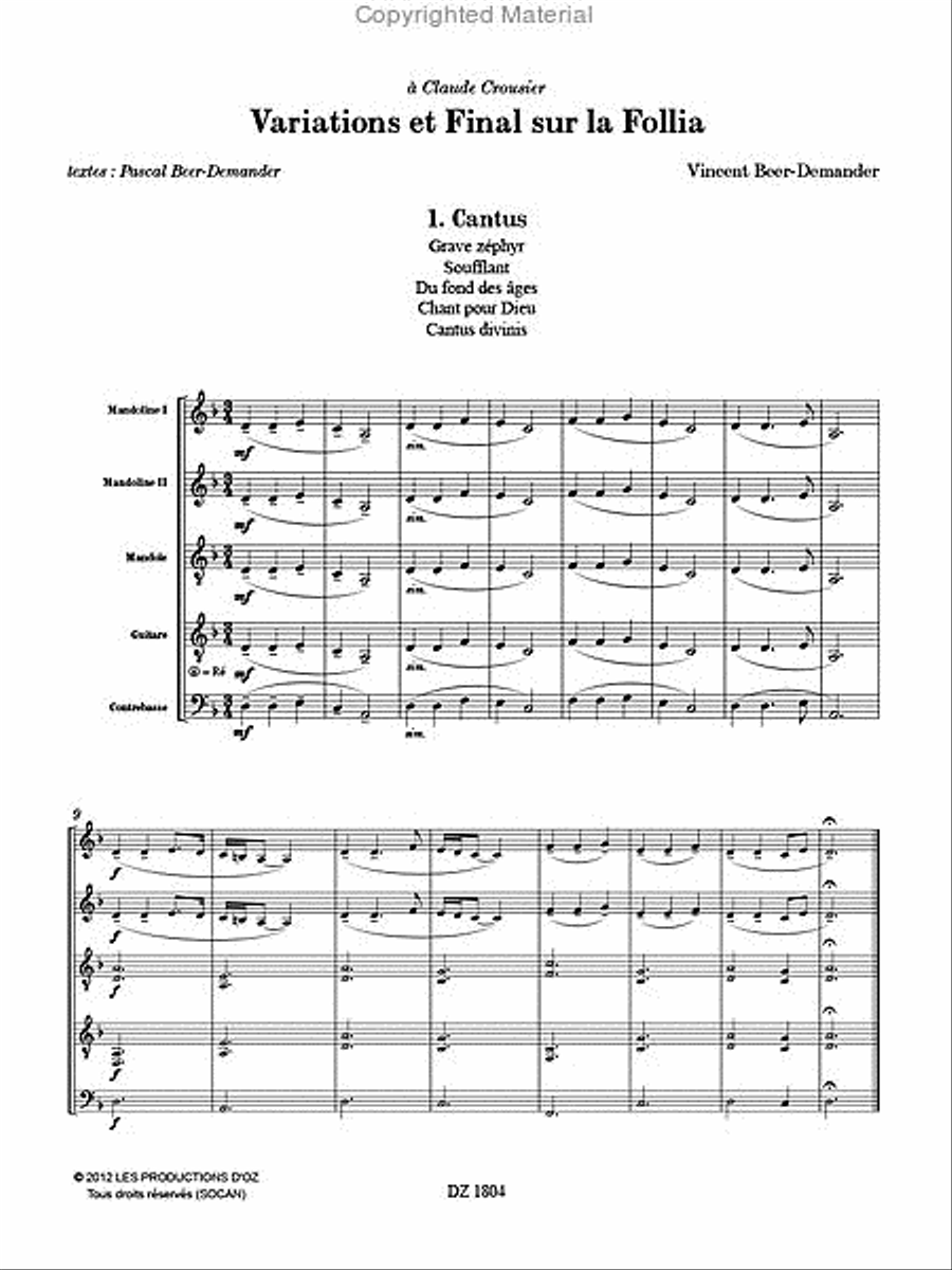 Variations et Final sur la Follia Orchestra scores gallery preview page 2