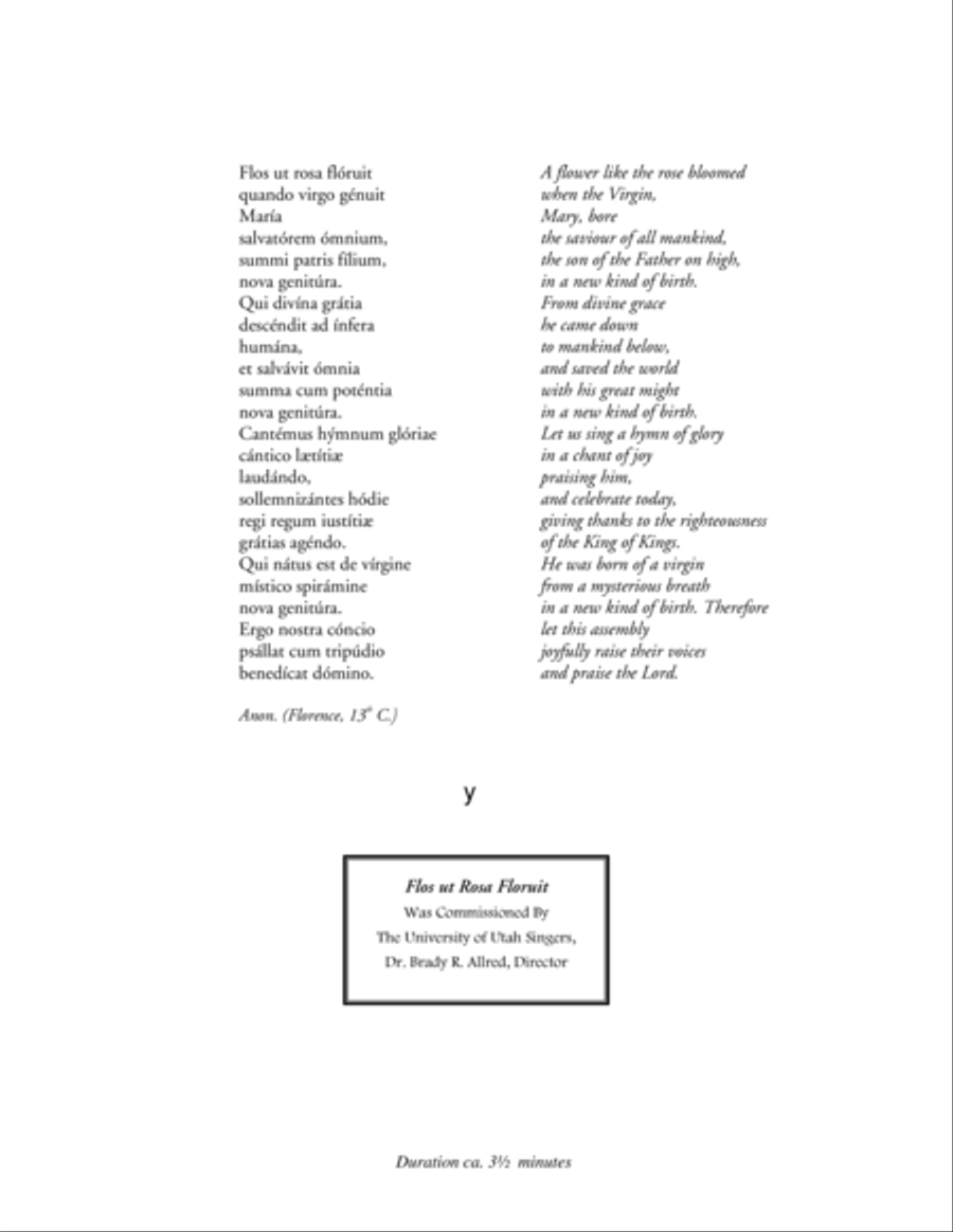 Flos ut Rosa Floruit (Double Mixed Chorus) 4-Part scores gallery preview page 2