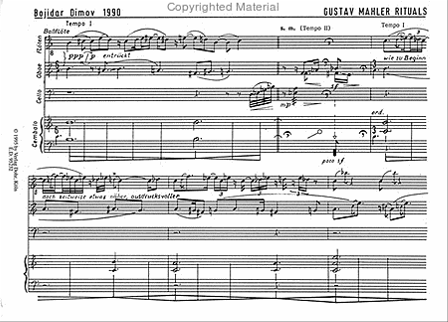 Gustav Mahler Rituals für Altflöte (auch Bassflöte), Oboe, Violoncello und Cembalo (1990) -a work in progress- Flute scores gallery preview page 2