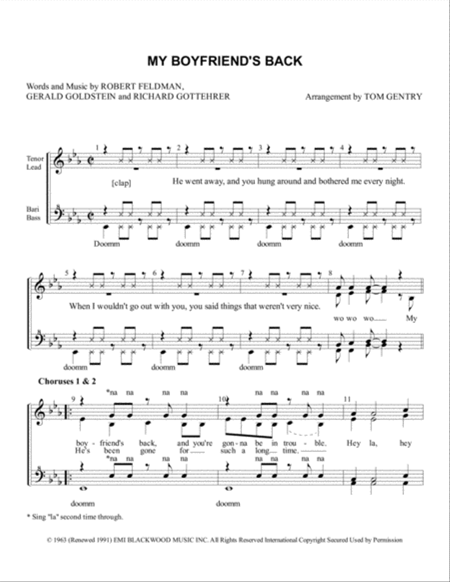 My Boyfriend's Back My Boyfriend's Back SSAA scores gallery preview page 1