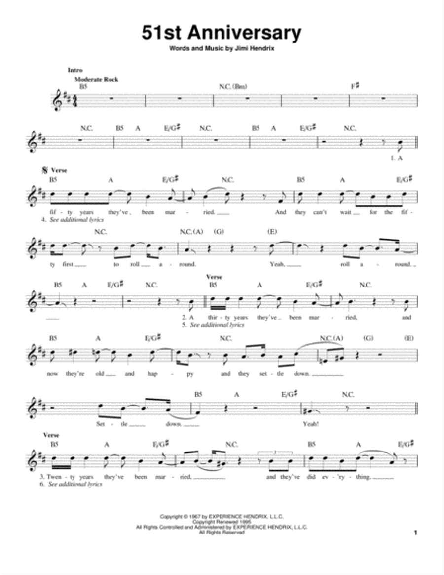 51st Anniversary 51st Anniversary Easy Guitar scores gallery preview page 1