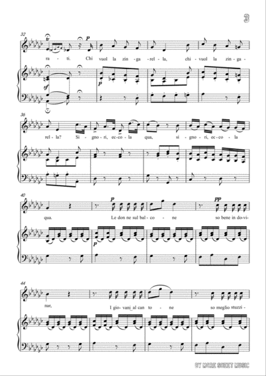 Paisiello-Chi Vuol la zingarella in G flat Major,for Voice and Piano Voice Solo scores gallery preview page 5