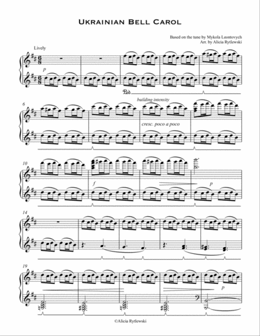 Ukrainian Bell Carol Piano Solo scores gallery preview page 2