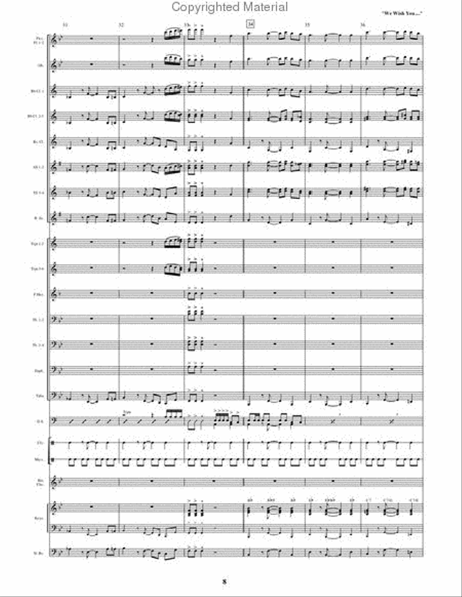 We Wish You A Merry Christmas Concert Band scores gallery preview page 8