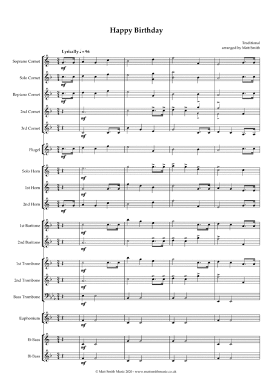Happy Birthday - BRASS BAND Brass Band scores gallery preview page 3