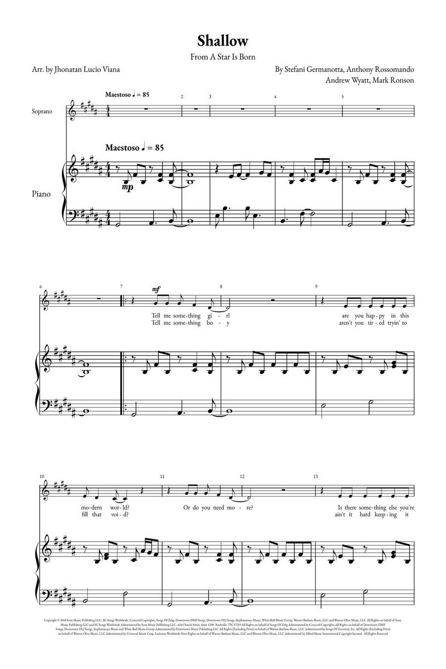 Shallow A Cappella scores gallery preview page 1