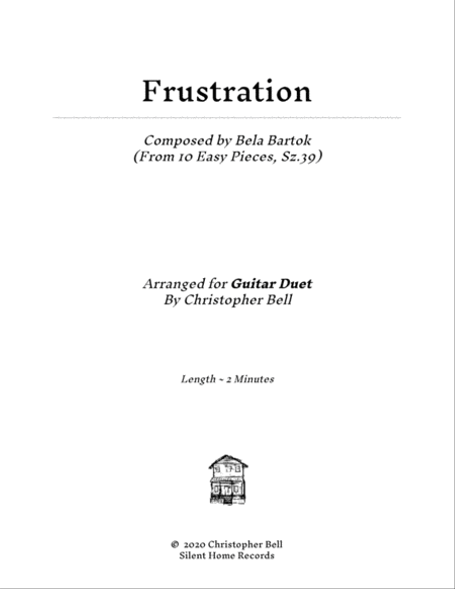 Bela Bartok - Frustration(From 10 Easy Pieces) - Guitar duet Classical Guitar scores gallery preview page 1
