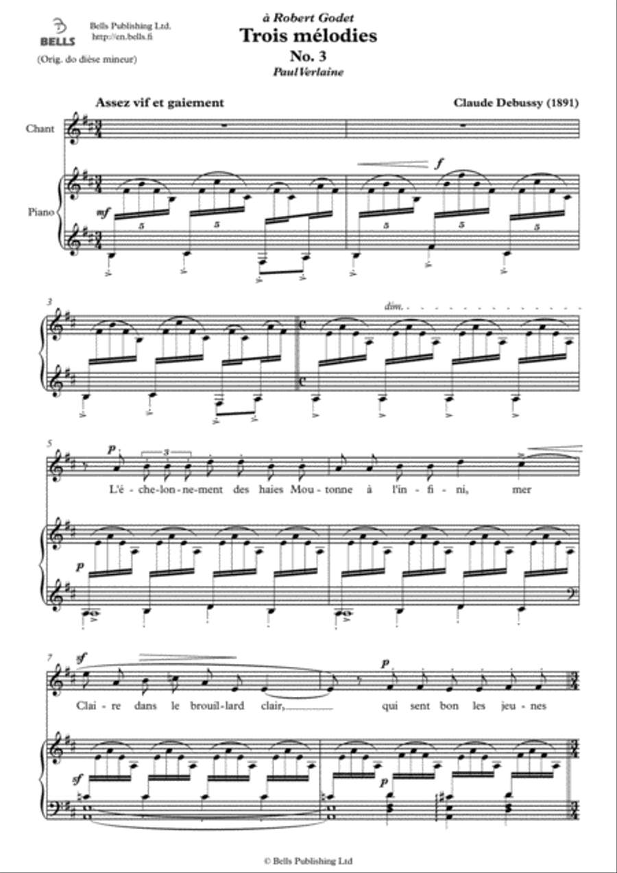 L'echelonnement des haies (B minor) Voice Solo scores gallery preview page 1