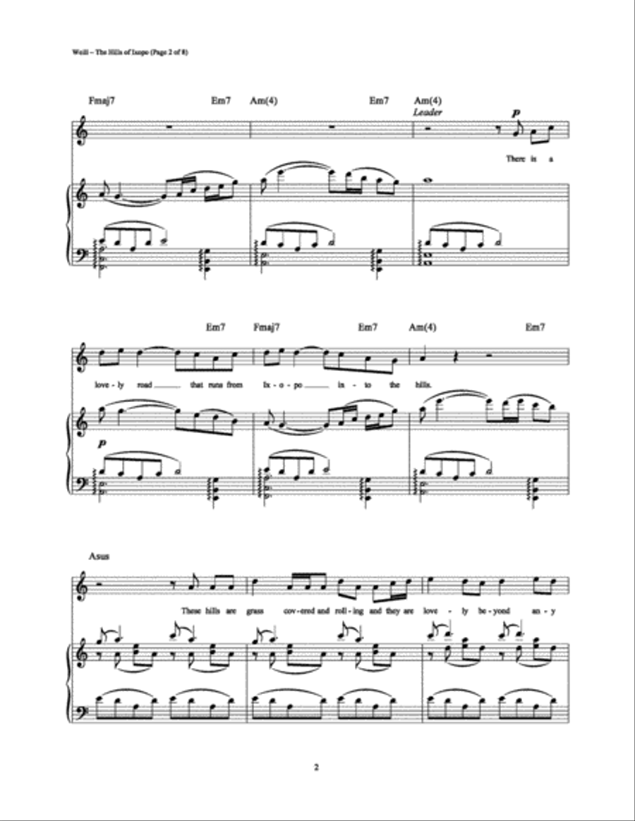 The Hills of Ixopo The Hills of Ixopo Piano, Vocal, Guitar scores gallery preview page 2