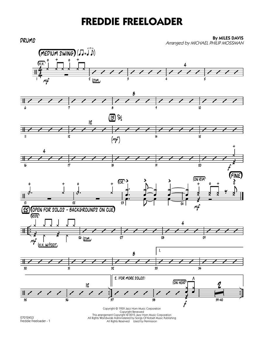 Freddie Freeloader - Drums Jazz Ensemble scores gallery preview page 1