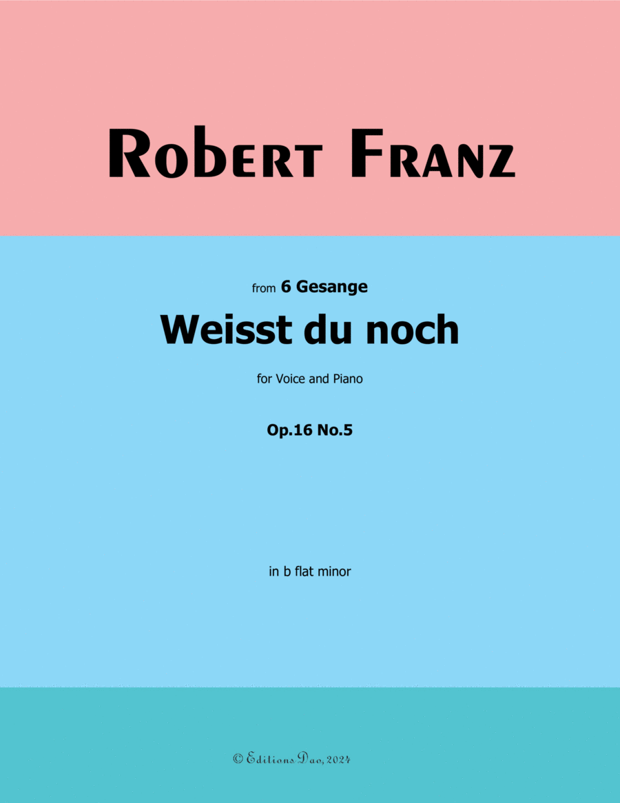 Weisst du noch, by Robert Franz, in b flat minor Voice scores gallery preview page 1