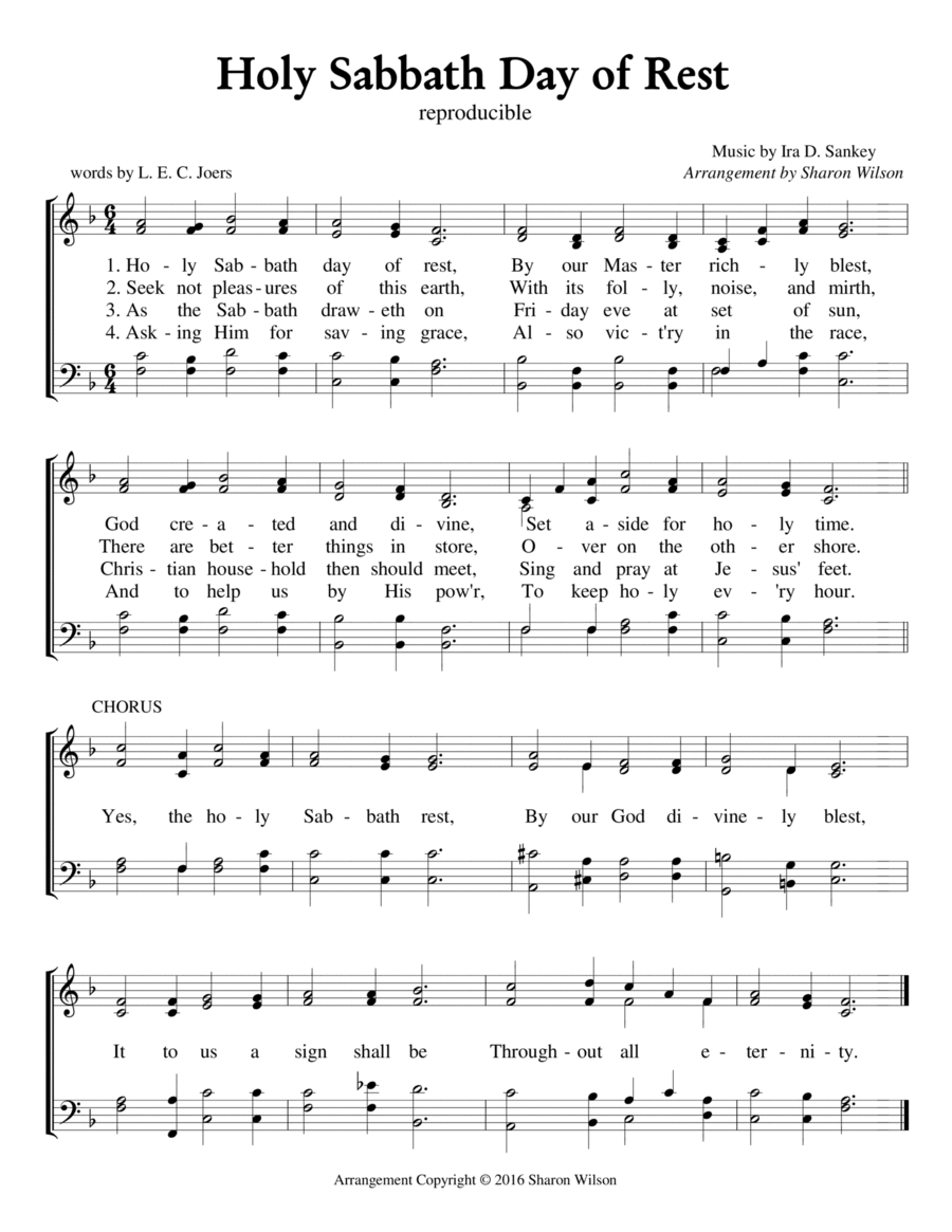 Holy Sabbath Day of Rest (Sabbath Celebration) High Voice scores gallery preview page 1