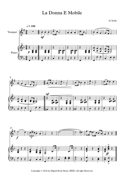 La Donna E Mobile - Giuseppe Verdi (Trumpet + Piano) image number null