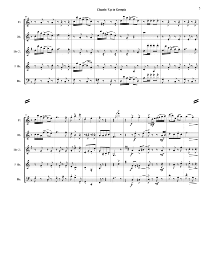 Cleanin' Up in Georgia Woodwind Quintet scores gallery preview page 5