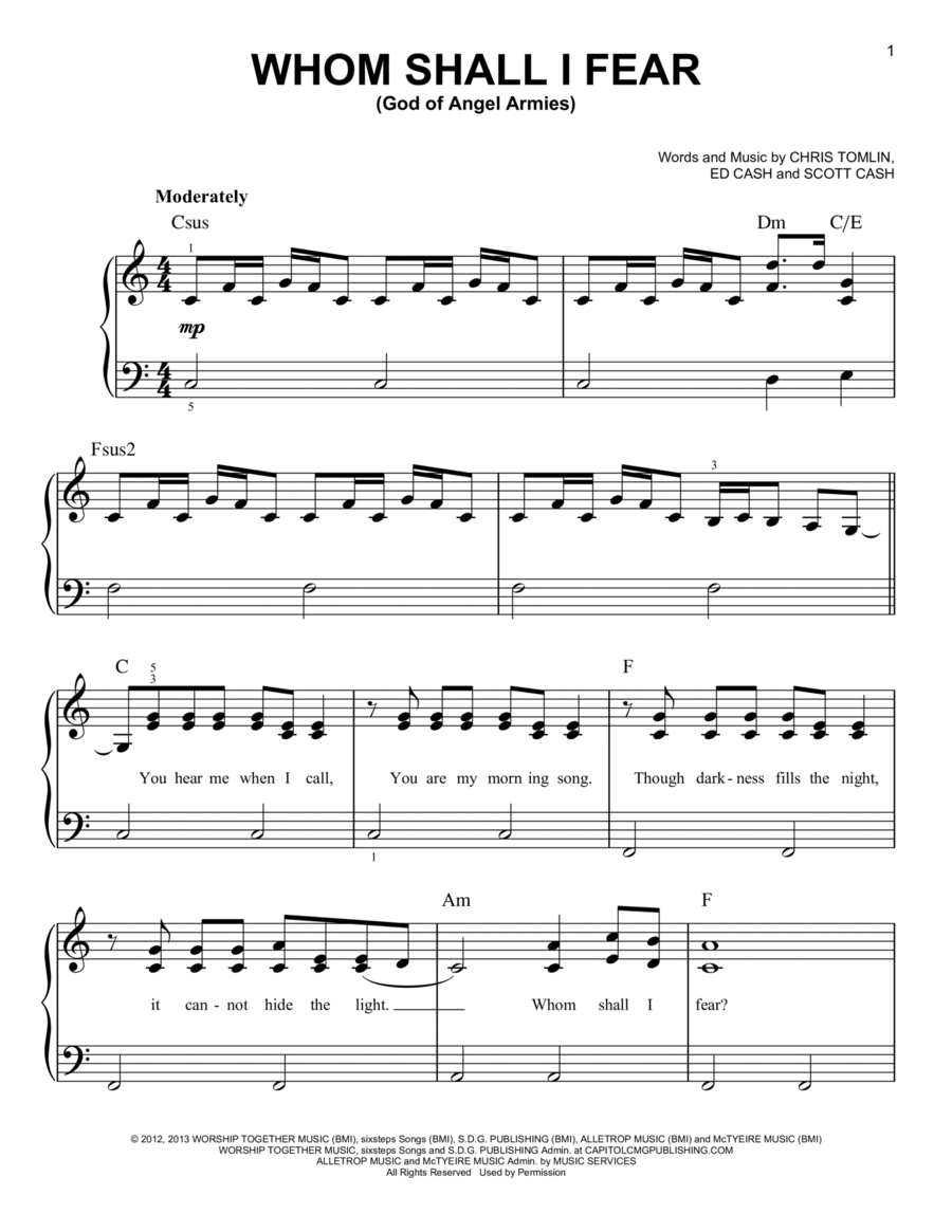 Whom Shall I Fear (God Of Angel Armies) Easy Piano scores gallery preview page 1