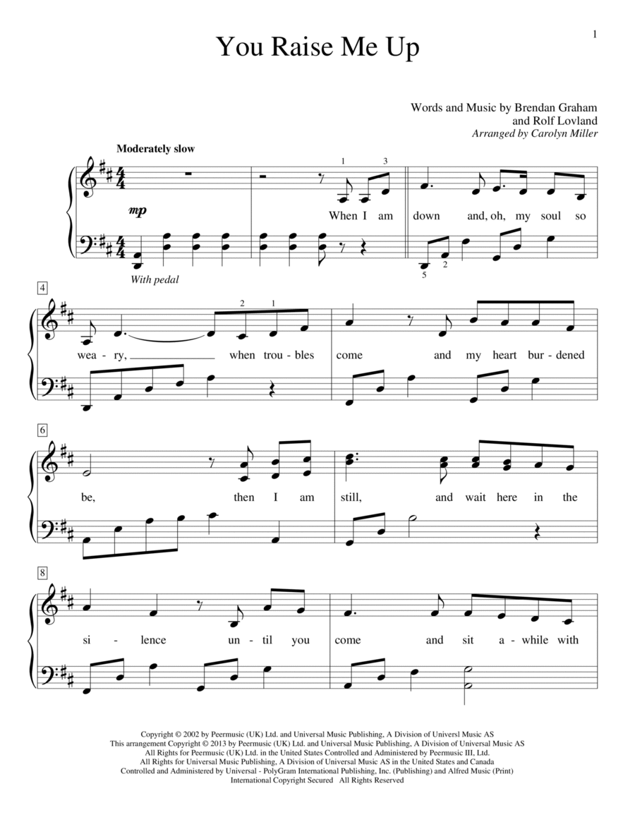 You Raise Me Up Piano Method scores gallery preview page 1